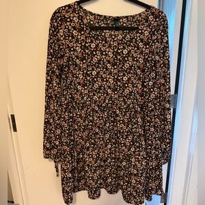 Wild Fable Black Floral Long Sleeve Dress